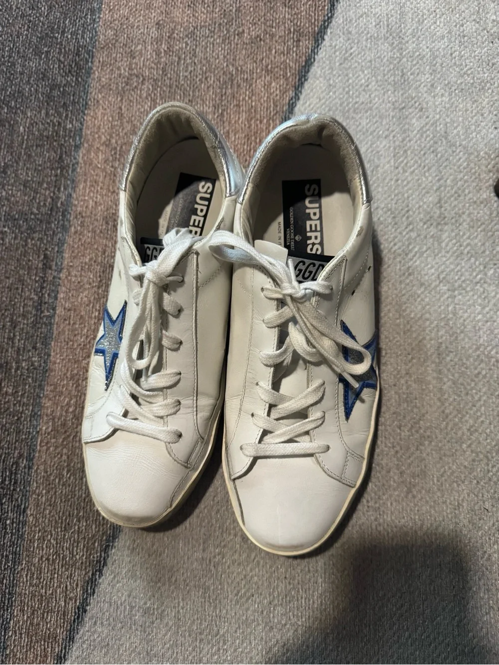 Golden Goose Superstar Distressed Glittered Leather Sneakers 39 - Picture 2 of 5